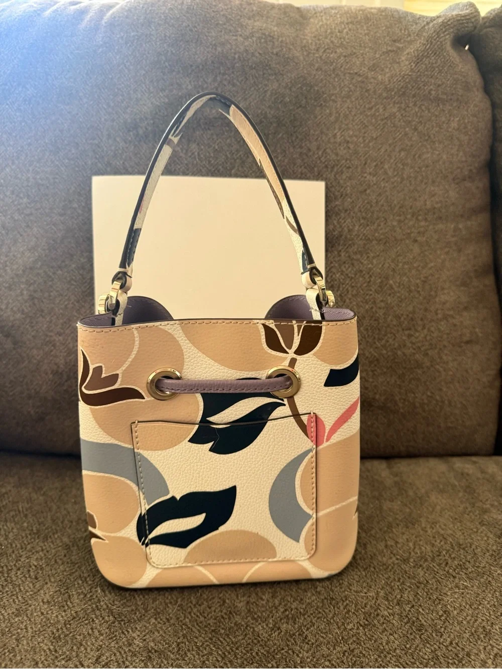kate spade Cream, Lavender & Pink Floral Drawstring Bucket Bag